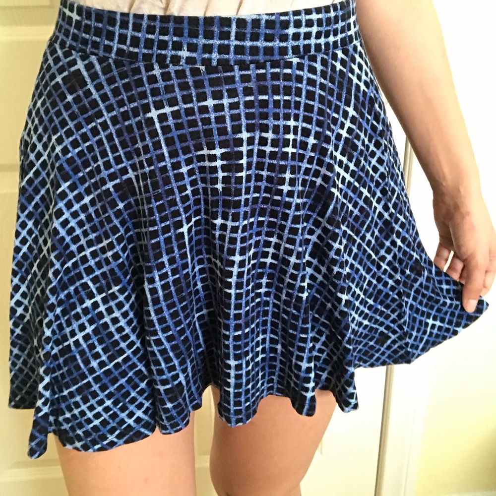 Flirty Cute Skirt, blue and black pattern
